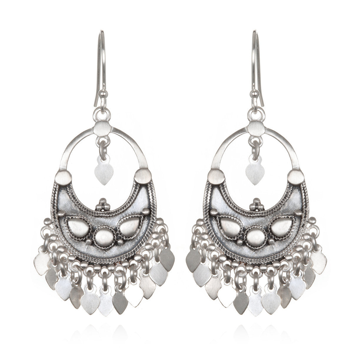 Silver Veils - Petal Chandelier Earrings