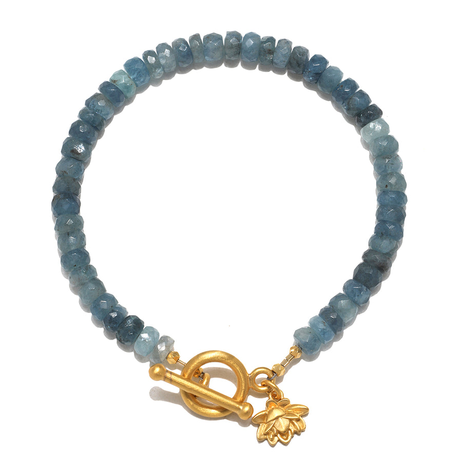 Commence with Courage Lotus Aquamarine Bracelet