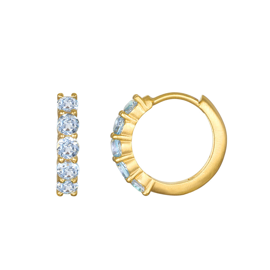 Shine with Compassion Blue Topaz Huggie Earrings