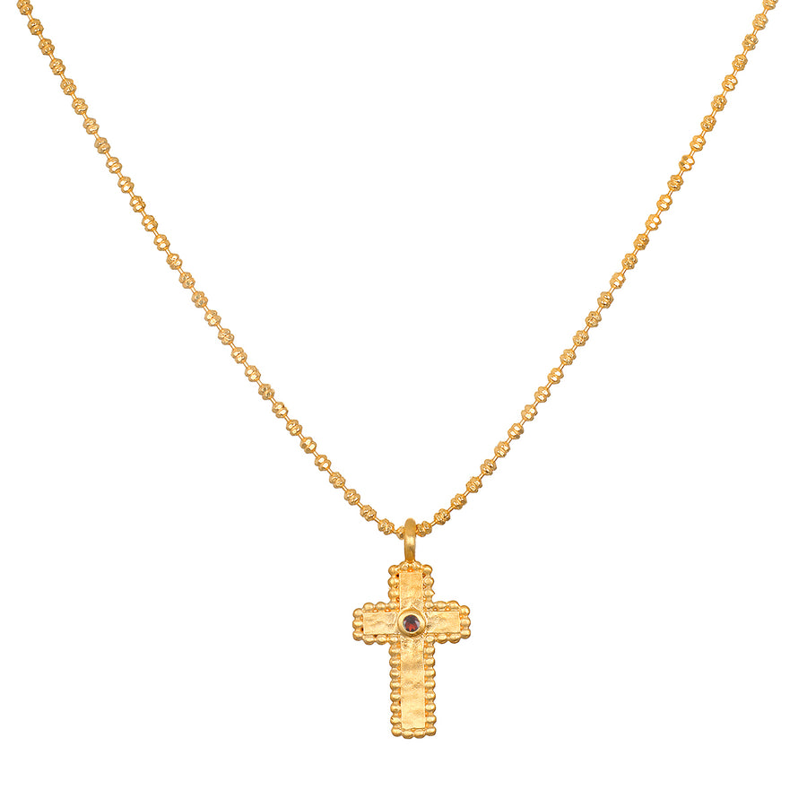 Unwavering Faith Garnet Cross Necklace