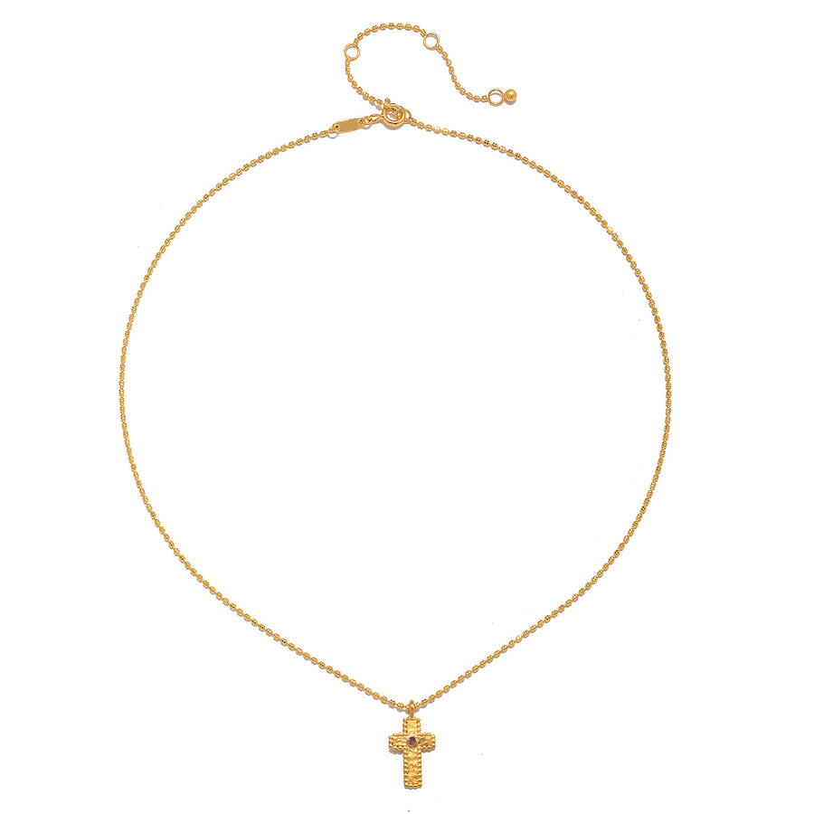 Unwavering Faith Garnet Cross Necklace