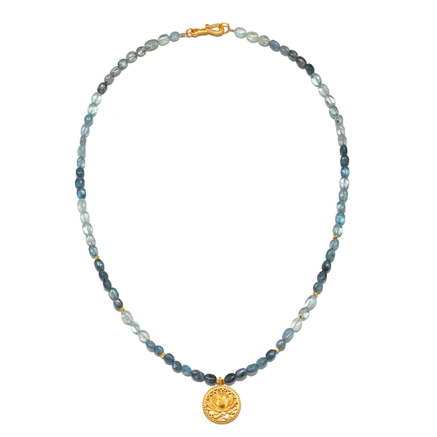 Courageous Beginnings Lotus Aquamarine Necklace