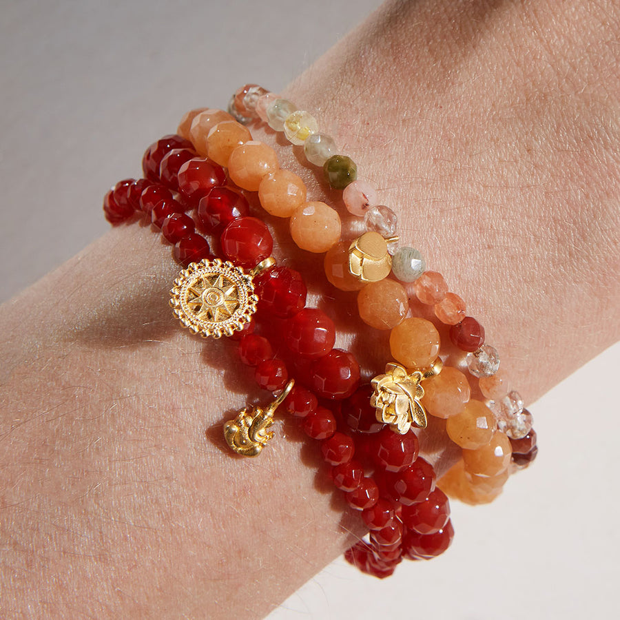 Hessonite Garnet Hand Crafted Rondelle Shape Gemstone Beads Bracelet